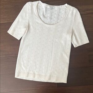 Madewell Cream Short Sleeve Knit Top